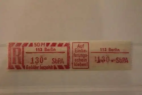 DDR 1968 SbPA - Einschreibe-Gebührenzettel  113 Berlin, 180 a I **Z