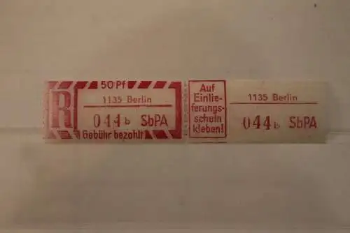 DDR 1968 SbPA - Einschreibe-Gebührenzettel  1135 Berlin, 044 b II **Z