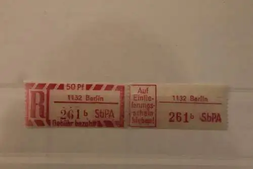 DDR 1968 SbPA - Einschreibe-Gebührenzettel  1132 Berlin, 261 b II **Z