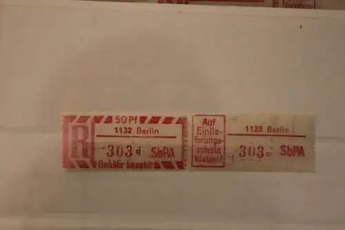 DDR 1968 SbPA - Einschreibe-Gebührenzettel  1132 Berlin, 303 a I **Z