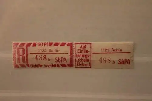 DDR 1968 SbPA - Einschreibe-Gebührenzettel  1125 Berlin, 488 b II**Z