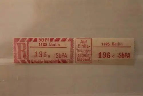 DDR 1968 SbPA - Einschreibe-Gebührenzettel  1125 Berlin, 196 a II **Z