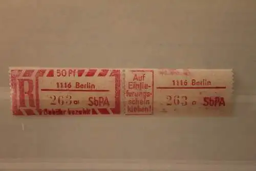 DDR 1968 SbPA - Einschreibe-Gebührenzettel  1116 Berlin, 263 a II **Z