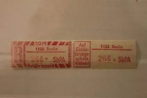 DDR 1968 SbPA - Einschreibe-Gebührenzettel  1122 Berlin, 266 a  II **Z