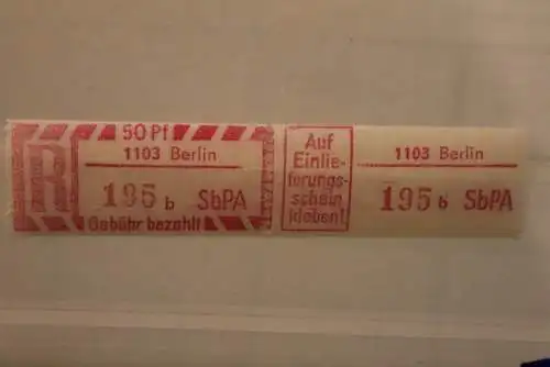 DDR 1968 SbPA - Einschreibe-Gebührenzettel  1103 Berlin, 195 b  I **Z