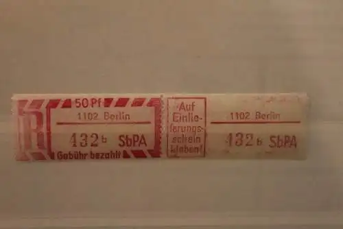 DDR 1968 SbPA - Einschreibe-Gebührenzettel  1102 Berlin, 432 b  II **Z