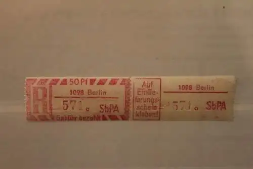 DDR 1968 SbPA - Einschreibe-Gebührenzettel  1098 Berlin, 571 a II **Z