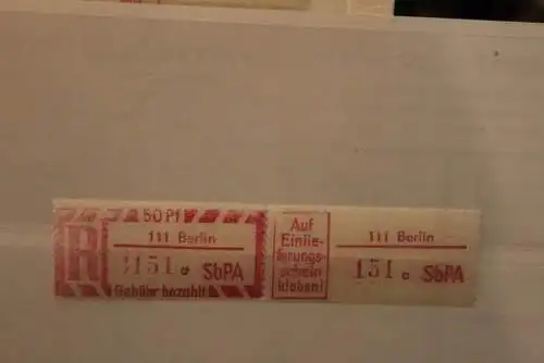 DDR 1968 SbPA - Einschreibe-Gebührenzettel  111 Berlin, 151 a  II **Z