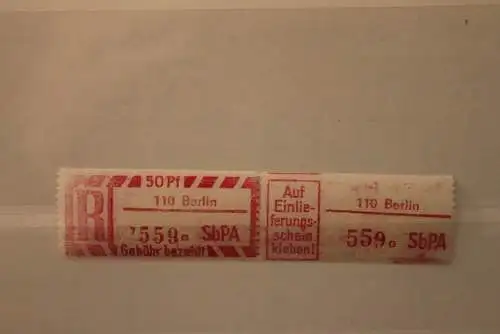 DDR 1968 SbPA - Einschreibe-Gebührenzettel  110 Berlin, 559 a  II **Z