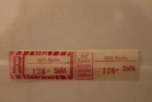 DDR 1968 SbPA - Einschreibe-Gebührenzettel  1075 Berlin, 126 a II **Z