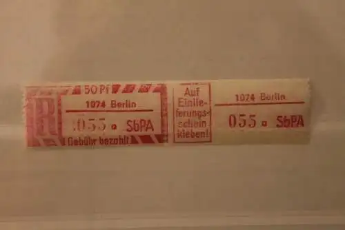 DDR 1968 SbPA - Einschreibe-Gebührenzettel  1074 Berlin, 055 a I **Z