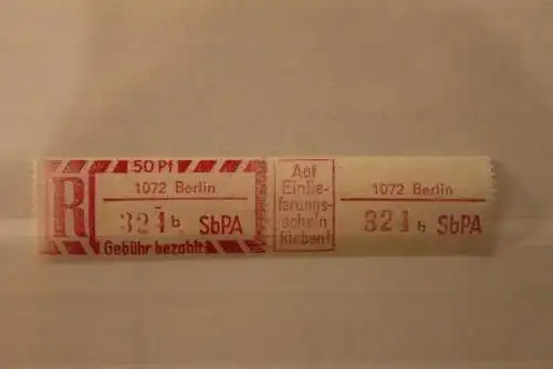 DDR 1968 SbPA - Einschreibe-Gebührenzettel  1072 Berlin, 324 b **Z