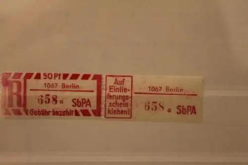 DDR 1968 SbPA - Einschreibe-Gebührenzettel  1067 Berlin, 658 a II **Z