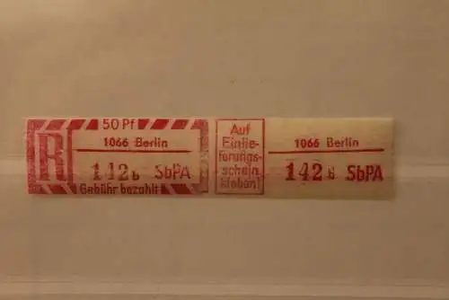 DDR 1968 SbPA - Einschreibe-Gebührenzettel  1066 Berlin, 142 b II **Z