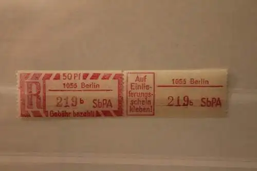 DDR 1968 SbPA - Einschreibe-Gebührenzettel  1056 Berlin, 219 b I **Z