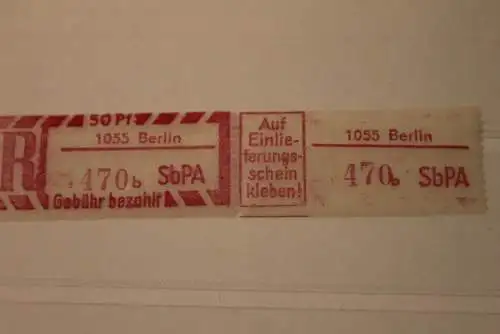 DDR 1968 SbPA - Einschreibe-Gebührenzettel  1055 Berlin, 470 b I **Z