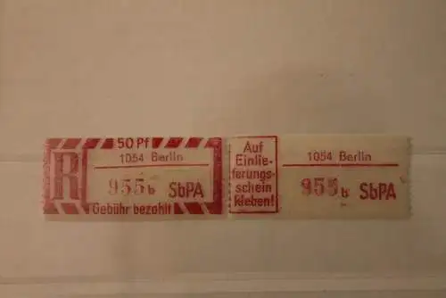 DDR 1968 SbPA - Einschreibe-Gebührenzettel  1054 Berlin, 955 b II **Z