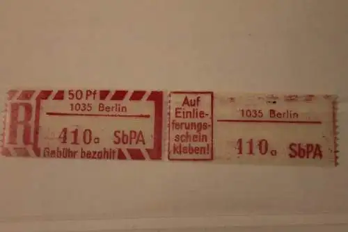 DDR 1968 SbPA - Einschreibe-Gebührenzettel  1035 Berlin, 410 a II **Z