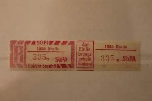 DDR 1968 SbPA - Einschreibe-Gebührenzettel  1056 Berlin, 335 a **Z