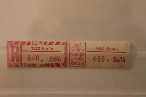 DDR 1968 SbPA - Einschreibe-Gebührenzettel  1032 Berlin, 440 a II **Z