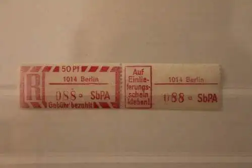 DDR 1968 SbPA - Einschreibe-Gebührenzettel  1014 Berlin , 088 a II **Z