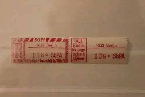 DDR 1968 SbPA - Einschreibe-Gebührenzettel  1032 Berlin , 136 a II **Z