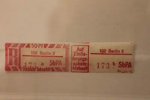 DDR 1968 SbPA - Einschreibe-Gebührenzettel  102 Berlin 2, 173 b II  **Z