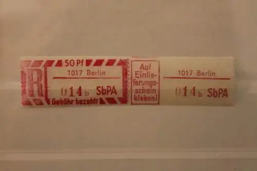 DDR 1968 SbPA - Einschreibe-Gebührenzettel  1017 Berlin, 014 b II **Z