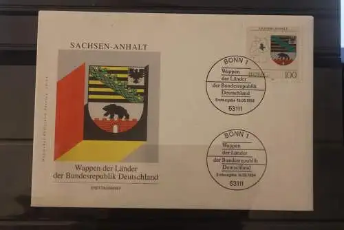 Deutschland 1994 Wappen der Länder: Sachsen-Anhalt, MiNr. 1714, Künstler - FDC