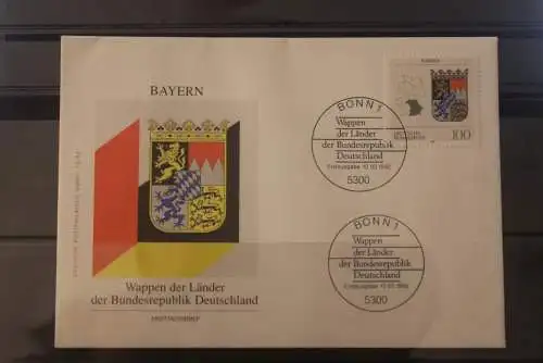 Deutschland 1992 Wappen der Länder: Bayern, MiNr. 1587, Künstler - FDC