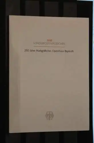 Ministerkarte aus 1998: Opernhaus Bayreuth; MiNr. 1983