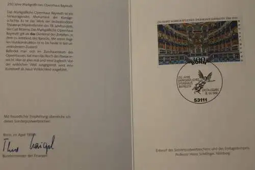 Ministerkarte aus 1998: Opernhaus Bayreuth; MiNr. 1983