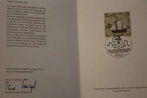 Ministerkarte aus 1998: Tag der Briefmarke; MiNr. 2022