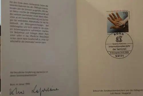 Ministerkarte aus 1999: Intern. Jahr der Senioren; MiNr. 2027