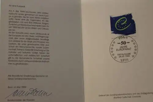 Ministerkarte aus 1999: 50 Jahre Europarat; MiNr. 2049