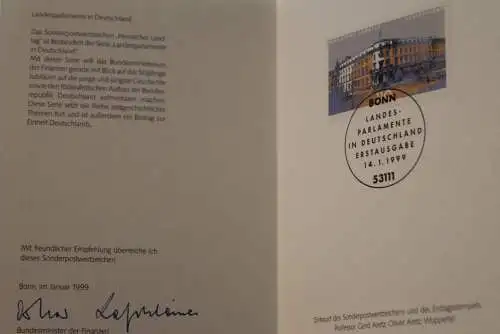 Ministerkarte aus 1999: Landesparlamente: Hessischer Landtag; MiNr. 2030