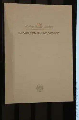 Ministerkarte aus 2000: Johannes Gutenberg; MiNr. 2098