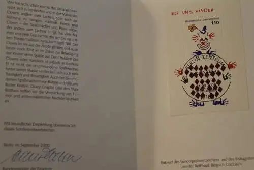 Ministerkarte aus 2000: Für uns Kinder; MiNr. Block 53