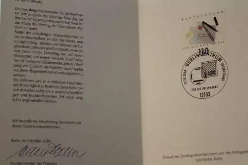 Ministerkarte aus 2000: Für die Briefmarke; MiNr. 2148