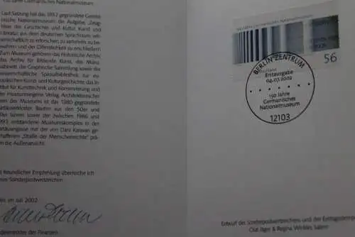 Ministerkarte aus 2002: 150 Jahre Germanisches Nationalmuseum; MiNr. 2269