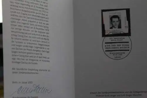 Ministerkarte aus 2003: Georg Elser; MiNr. 2310