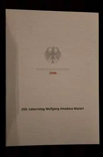 Ministerkarte aus 2006: 250. Geburtstag Wolfgang Amadeus Mozart;  MiNr. 2512