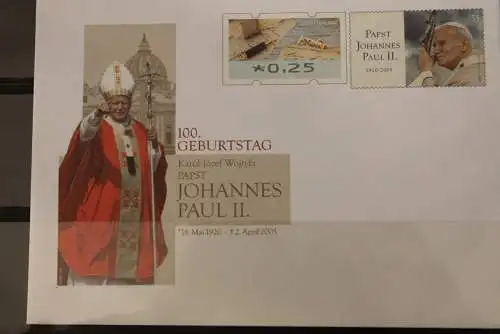 Deutschland 2005; Ganzsache Papst Johannes Paul II., ATM, ungebraucht