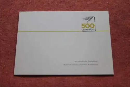 Silberkarte; Zentrale Klappkarte mit Postwertzeichen - Kontaktgabe: "500 Jahre Post"; 12.01.1990; MiNr. 1445