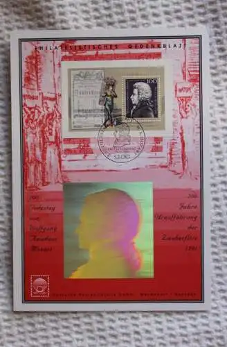 Deutschland, Hologramm Gedenkblatt Mozart; 1991