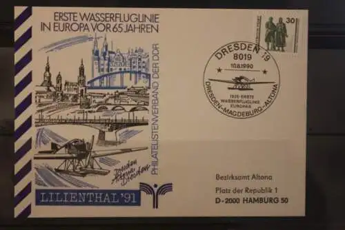 DDR 1990; Lilienthal '91 Dresden Erste Wasserfluglinie Europas: Dresden-Magdeburg-Altona