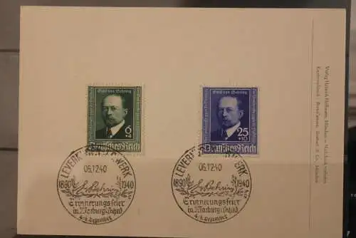 Deutsches Reich 1940; Emil von Behring; MiNr. 760-61; Schmuckkarte, SST Leverkusen