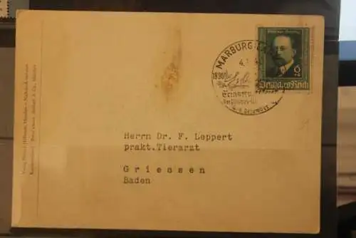 Deutsches Reich 1940; Emil von Behring; MiNr. 760; Schmuckkarte, SST Marburg