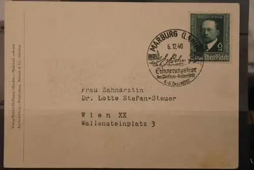 Deutsches Reich 1940; Emil von Behring; MiNr. 760; Schmuckkarte, SST Marburg