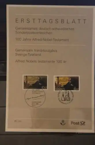 Deutschland 1995; 100 Jahre Nobelpreis ETB 37/1995; Gemeinschaftsausgabe mit Schweden